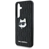 Dėklas Original Pouch Karl Lagerfeld Leather Monogram Pin Logo Choupette Head skirtas Samsung Galaxy S25 juodos spalvos