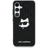 Dėklas Original Pouch Karl Lagerfeld Leather Monogram Pin Logo Choupette Head skirtas Samsung Galaxy S25 juodos spalvos