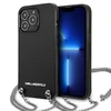 Apple iPhone 13 Pro Max Karl Lagerfeld dėklas odinis Textured And Chain (KLHCP13XPMK) juodos spalvos