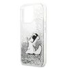 Karl Lagerfeld KLHCP13XGCFS Apple iPhone 13 Pro Max 6,7″ sidabrinis kietas dėklas Liquid Glitter Choupette F