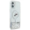 Karl Lagerfeld Liquid Glitter Karl &amp; Choupette Head Magsafe Apple iPhone 16 Plus Case - dėklas telefonui skaidrus