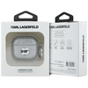 Dėklas Karl Lagerfeld Monogram Choupette Head AirPods 4 sidabro spalvos