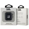 Apple AirPods Karl Lagerfeld Cover Monogram Choupette Head ausinių dėklas juodos spalvos