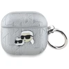 Dėklas Karl Lagerfeld Monogram Karl &amp; Choupette Head AirPods 4 sidabro spalvos