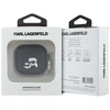 Dėklas Karl Lagerfeld Monogram Karl & Choupette Head AirPods 4 juodos spalvos