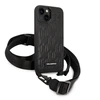 Dėklas Karl Lagerfeld Monogram Plaque Logo Strap Case for iPhone 14 / 15 / 13 6.1" - Juodas