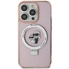 Apple iPhone 15 Plus Karl Lagerfeld dėklas Ring Stand Karl&amp;Choupettte MagSafe (KLHMP15MHMRSKCP) rožinės spalvos
