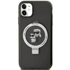 Apple iPhone 11 / XR Karl Lagerfeld dėklas Ring Stand Karl&amp;Choupettte MagSafe (KLHMN61HMRSKCK) juodos spalvos