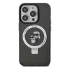 Karl Lagerfeld KLHMP13XHMRSKCK Apple iPhone 13 Pro Max 6.7″ juodos spalvos kietas dėklas Ring Stand Karl&Choupettt