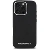 Dėklas Karl Lagerfeld Saffiano Full Wrapped Elongated Metal Logo MagSafe Apple iPhone 16 Pro juodos spalvos