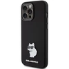 Apple iPhone 15 Pro Karl Lagerfeld silikoninis dėklas Choupette Metal Pin (KLHCP15LSMHCNPK) juodos spalvos