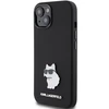 Apple iPhone 15 Plus Karl Lagerfeld silikoninis dėklas Choupette Metal Pin (KLHCP15MSMHCNPK) juodos spalvos