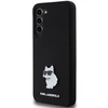 Samsung Galaxy S24 Plus Karl Lagerfeld silikoninis dėklas Choupette Metal Pin (KLHCS24MSMHCNPK) juodos spalvos