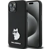 Apple iPhone 15 Plus Karl Lagerfeld silikoninis dėklas Choupette Metal Pin (KLHCP15MSMHCNPK) juodos spalvos