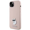 Apple iPhone 15 Plus Karl Lagerfeld silikoninis dėklas Choupette Metal Pin (KLHCP15MSMHCNPP) rožinės spalvos