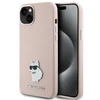 Apple iPhone 15 Plus Karl Lagerfeld silikoninis dėklas Choupette Metal Pin (KLHCP15MSMHCNPP) rožinės spalvos