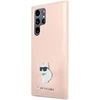 Samsung Galaxy S23 Ultra Karl Lagerfeld silikoninis dėklas Choupette Metal Pin (KLHCS23LSMHCNPP) rožinės spalvos