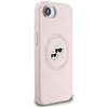 Karl Lagerfeld dėklas skirtas Apple iPhone 16e (SE 4 2025) suderinamas su MagSafe KLHMPSE4SKCHTCP (Silicone Double Heads) rožinės spalvos