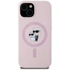 Dėklas Karl Lagerfeld Silicone Karl&Choupette MagSafe Apple iPhone 15 rožinės spalvos