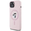Dėklas Karl Lagerfeld Silicone Karl&Choupette MagSafe Apple iPhone 15 rožinės spalvos