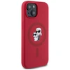 Karl Lagerfeld silikoninis Karl&Choupette Heads Ring MagSafe iPhone 15 dėklas - Raudona
