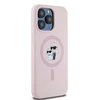 Apple iPhone 15 Pro Karl Lagerfeld dėklas silikoninis Karl &amp; Choupette Magsafe (KLHMP15LSCMKCRHP) rožinės spalvos