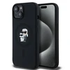 Apple iPhone 15 Plus / 14 Plus Karl Lagerfeld dėklas silikoninis Karl &amp; Choupette Magsafe (KLHMP15MSCMKCRHK) juodos spalvos