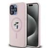 Apple iPhone 15 Pro Karl Lagerfeld dėklas silikoninis Karl &amp; Choupette Magsafe (KLHMP15LSCMKCRHP) rožinės spalvos