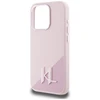 Dėklas Karl Lagerfeld Silicone Shadow Metal Initial MagSafe Apple iPhone 15 Pro rožinės spalvos