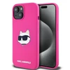 Apple iPhone 15 Plus / 14 Plus Karl Lagerfeld dėklas IML Crossbody Monogram Karl &amp; Choupette Head MagSafe (KLHMP15MSCHPPLF) rožinės spalvos