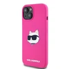 Apple iPhone 15 Plus / 14 Plus Karl Lagerfeld dėklas IML Crossbody Monogram Karl &amp; Choupette Head MagSafe (KLHMP15MSCHPPLF) rožinės spalvos