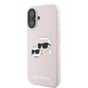 Karl Lagerfeld silikoninis „Nauble Heads“ rašto „MagSafe“ dėklas, skirtas iPhone 16 Plus - Rožinė