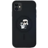 Apple iPhone 11 / XR Karl Lagerfeld dėklas Silicone Karl &amp; Choupette Magsafe (KLHMN61SCMKCRHK) juodos spalvos