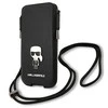 Karl Lagerfeld krepšys 6,7" dėklas Saffiano Ikonik Karl`s (KLHCP12LOPHKMK) juodos spalvos
