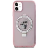 Apple iPhone 11 / XR Karl Lagerfeld dėklas Ring Stand Karl&amp;Choupettte MagSafe (KLHMN61HMRSKCP) rožinės spalvos