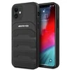 Mercedes Benz Apple iPhone 12 Mini Mercedes AMG dėklas odinis Debossed Lines (AMHCP12SGSEBK) juodos spalvos