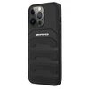 Mercedes Benz Apple iPhone 13 Pro Max Mercedes AMG dėklas odinis Debossed Lines (AMHCP13XGSEBK) juodos spalvos