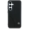 Mercedes Leather Curved Stitches Samsung Galaxy S25 dėklas telefonui juodos spalvos