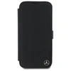 Mercedes MEBKP16S23RBGVK Apple iPhone 16 6.1″ juodos spalvos bookdėklas Leather Wood Imitation