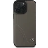 Mercedes MB Curved Stitches Leather Apple iPhone 16 Pro Max Case – dėklas telefonui rudos spalvos