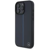 Mercedes MB dėklas telefonui mėlynos spalvos Line Leather MagSafe Apple iPhone 16 Pro Max - Navy dėklas telefonui mėlynos spalvos