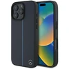 Mercedes MB dėklas telefonui mėlynos spalvos Line Leather MagSafe Apple iPhone 16 Pro Max - Navy dėklas telefonui mėlynos spalvos