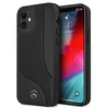 Mercedes Benz Apple iPhone 12 Mini Mercedes dėklas odinis Perforated Area (MEHCP12SCDOBK) juodos spalvos