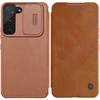 Nillkin Qin Leather Pro Samsung Galaxy S22+ (S22 Plus) Camera Protector Holster Cover Flip dėklas telefonui rudos spalvos