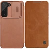 Nillkin Qin Leather Pro Samsung Galaxy S22+ (S22 Plus) Camera Protector Holster Cover Flip dėklas telefonui rudos spalvos