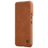 Nillkin Qin Leather Pro Samsung Galaxy S22+ (S22 Plus) Camera Protector Holster Cover Flip dėklas telefonui rudos spalvos