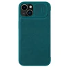 Nillkin Qin Leather Pro Apple iPhone 14 Plus Camera atverčiamas dėklas telefonui žalios spalvos