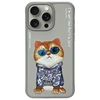 Nimmy Apple iPhone 15 Pro 6.1" dėklas telefonui pilkos spalvos Glasses Cool Cat
