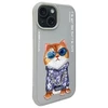 Nimmy Apple iPhone 15 6.1" dėklas telefonui pilkos spalvos Glasses Cool Cat