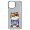 Nimmy Apple iPhone 15 6.1" dėklas telefonui pilkos spalvos Glasses Cool Cat